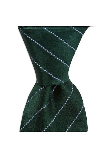 1001 Kravat Green Striped Silk Tie 8 cm Wide