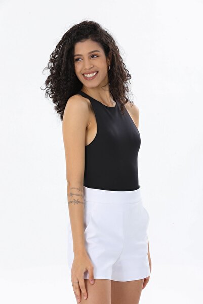 Kallisto Черно боди с памучен деколте и копчета