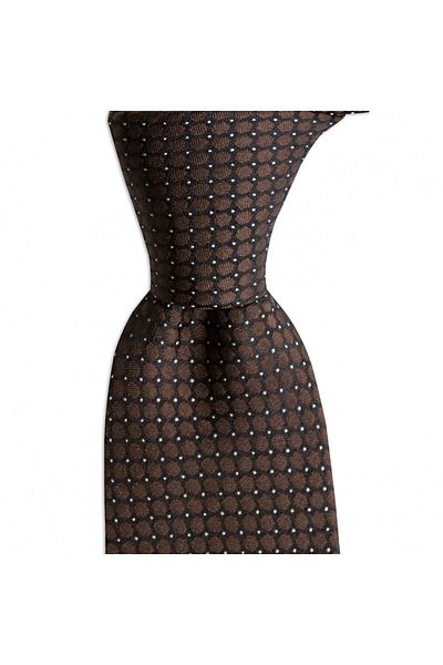 1001 Kravat Brown Patterned 7.5 cm Wide Silk Tie