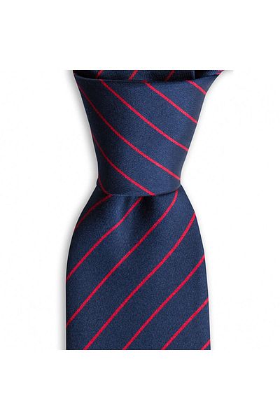 1001 Kravat Navy Blue Red Striped 7.5 cm Wide Silk Tie