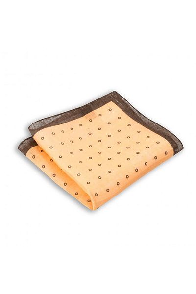 1001 Kravat Patterned Orange Colored Linen Pocket Handkerchief in 33x33 cm