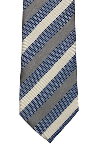 1001 Kravat Gray White Striped Tie