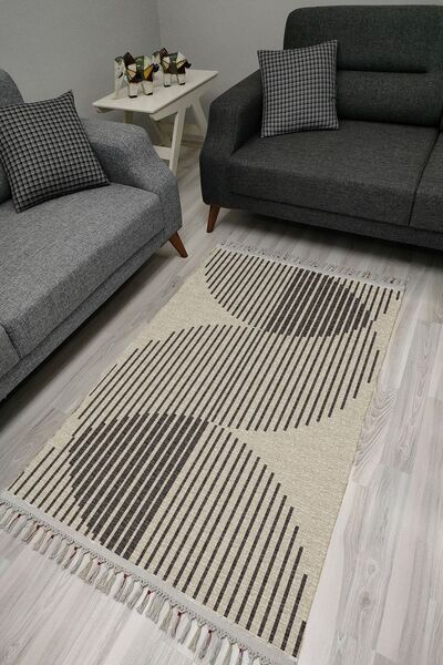kilim home Covor decorativ țesut cu model etnic, cu linii circulare drepte, î...