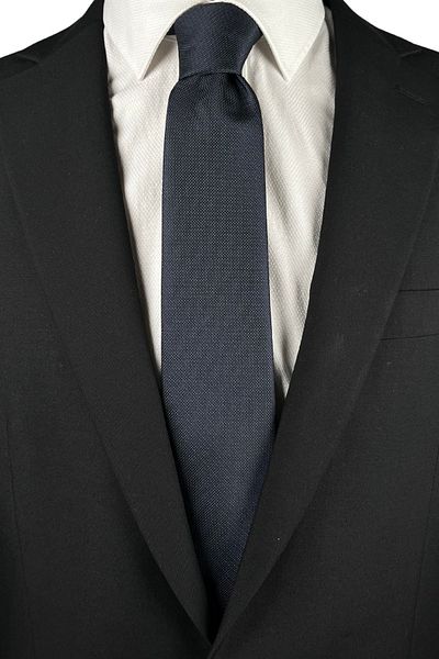 1001 Kravat Black-Navy Blue Patterned Slim Design Tie