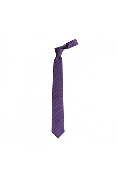 1001 Kravat Purple Striped 7.5 cm Wide Silk Tie