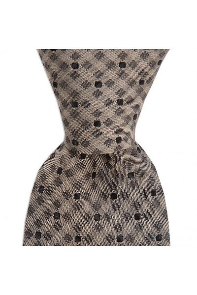 1001 Kravat Light Brown Patterned 8 cm Wide Silk Tie