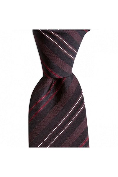 1001 Kravat Dark Brown Striped 7.5 cm Wide Silk Tie