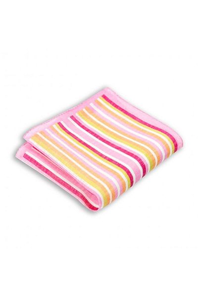 1001 Kravat Pink Striped Linen Pocket Handkerchief in 33x33 cm