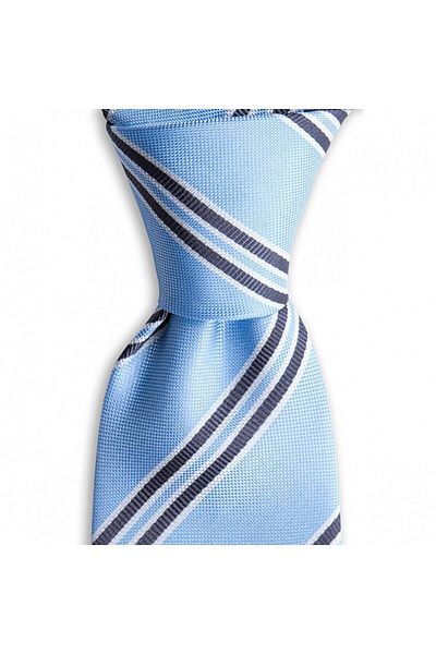 1001 Kravat Light Blue Striped 7.5 cm Wide Silk Tie