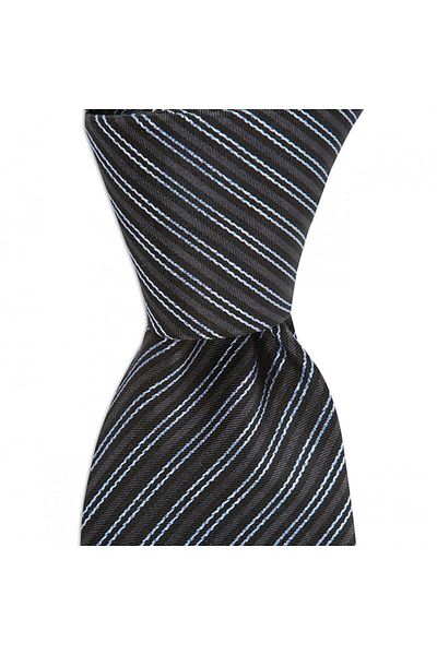 1001 Kravat Black Striped 7.5 cm Wide Silk Tie