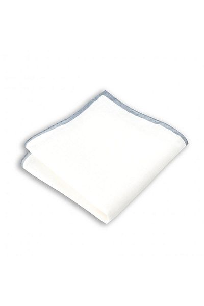 1001 Kravat Linen Pocket Handkerchief with Gray Edge Stripes 33x33 Cm Sizes