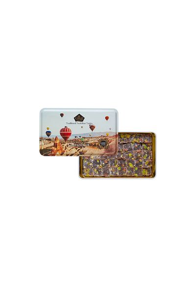 Çerez Pazarı Double Roasted Extra Pistachio Turkish Delight in a Gift Metal Box 370g