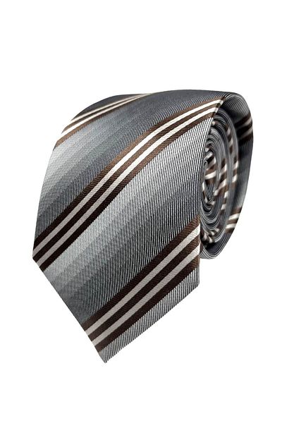 1001 Kravat Gray Striped 7.5 cm Wide Silk Tie