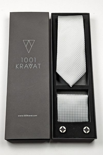 1001 Kravat Men's Gift Set with Handkerchief, Tie and Cufflinks