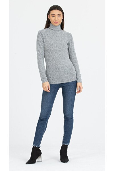 Kallisto Πλεκτή μπλούζα με γκρι μελανζέ ζιβάγκο