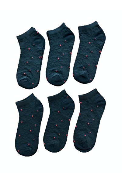 UygunHep 6-пакет черни памучни чорапи с флорален мотив