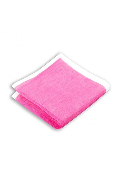 1001 Kravat Pink Colored Linen Pocket Handkerchief in 33x33 cm Sizes