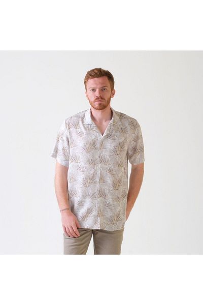SÖR BÜLEND Cream Leaf Patterned Summer Shirt