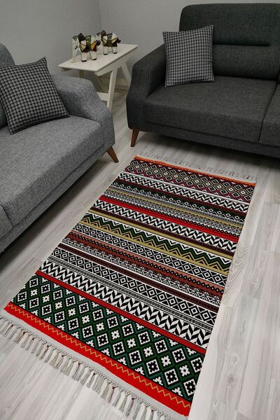 kilim home Covor decorativ țesut din seria Cotton, în mai multe tonuri, cu mo...
