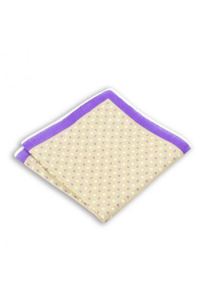 1001 Kravat Lila Patterned 33x33 cm Linen Pocket Handkerchief