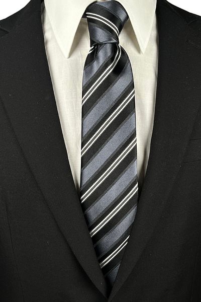 1001 Kravat Gray Striped 8 cm Wide Tie