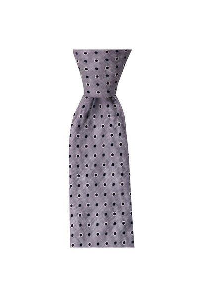 1001 Kravat Light Gray Patterned 7.5 cm Wide Silk Tie