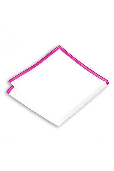 1001 Kravat Fuchsia Edge Striped 33 x 33 cm Linen Pocket Handkerchief