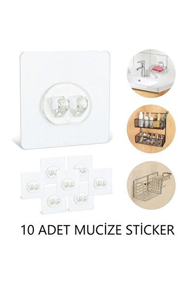 vipgross 10lu Güçlü Kendinden Yapışkanlı Kancalar Köşe Rafı Banyo Rafı Duş Ra...