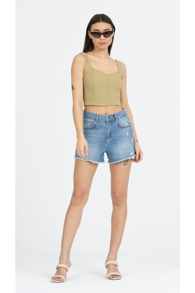 Kallisto Army Green Band Strap Corset Blouse