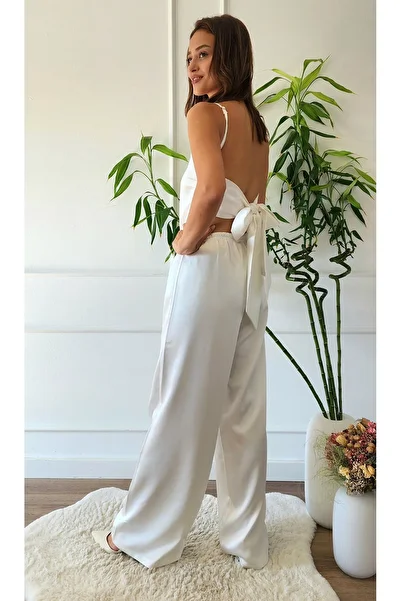 My Boutique Satin Trousers with Tie Waist
