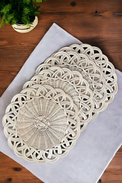 JUST BEST Bambu Hasır Rattan Supla, Amerikan Servis 4 Adet