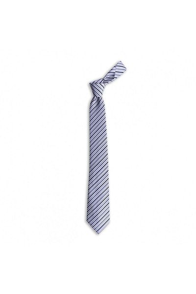 1001 Kravat White Striped 7.5 cm Wide Silk Tie