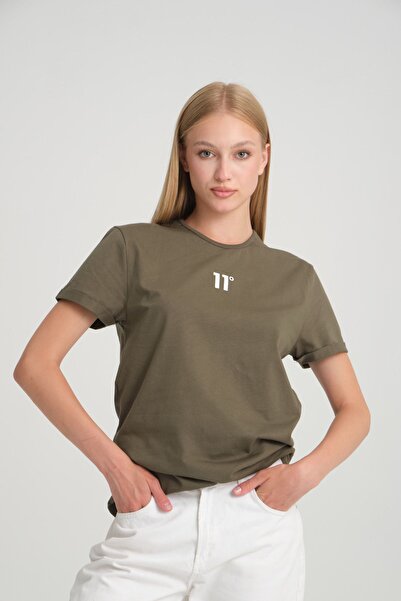 Kallisto T-shirt Crew Neck Khaki - 100% βαμβάκι, διπλωμένο μανίκι