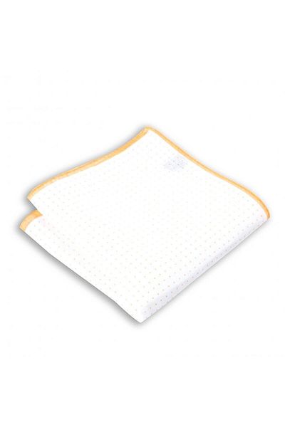 1001 Kravat Orange Dot Patterned Linen Pocket Handkerchief in 33x33 cm Sizes