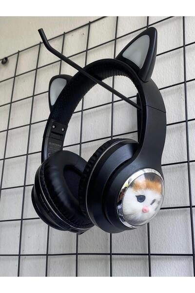 peakaks Kablosuz Bluetooth 5.0 Renkli Işıklı Kedi Figürlü Mikrofonlu Kulaklık...