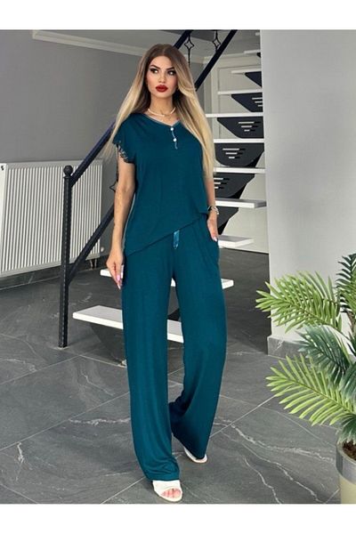 MİMİ Luxury Wear Set pijamale de damă din bumbac - guler cu nasturi