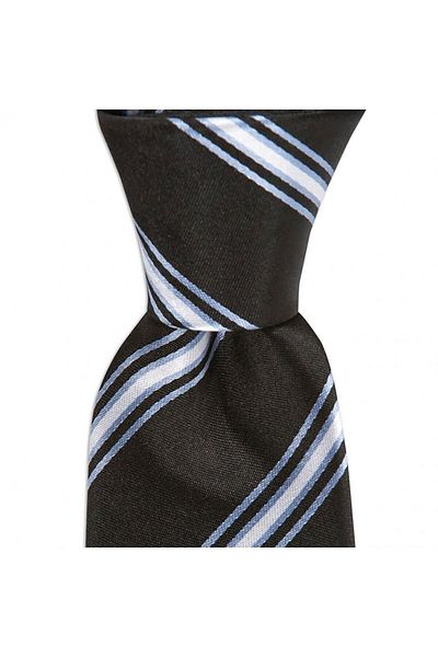 1001 Kravat Black Striped 7.5 cm Wide Silk Tie