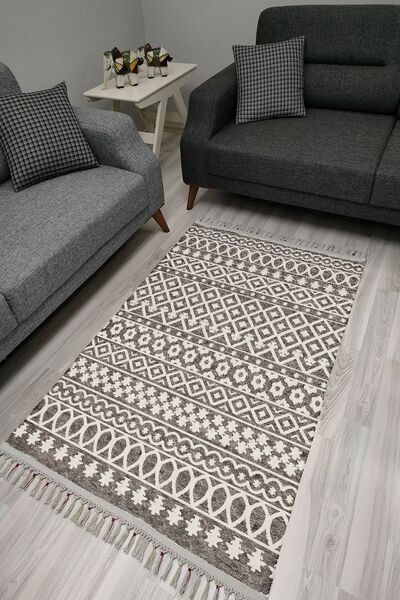 kilim home Covor decorativ țesut cu model etnic autentic, în tonuri de alb și...