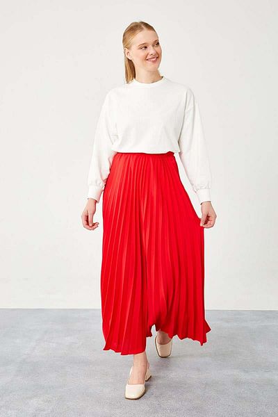 Levidor مطوي أحمر - تنورة بخصر مطاطي