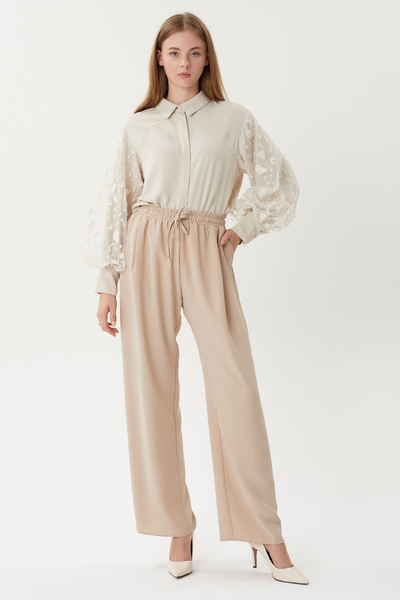 Jupe Stone Striped Crepe Trousers