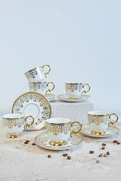 Kosova Ist-125 90 cc 6lı Altın Yaldızlı Türk Kahvesi Fincan Takımı