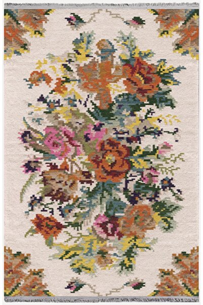 kilim home Mars Serisi Multy Tonlarında Eskitme Çiçek Desen Kaymaz Taban Şöni...