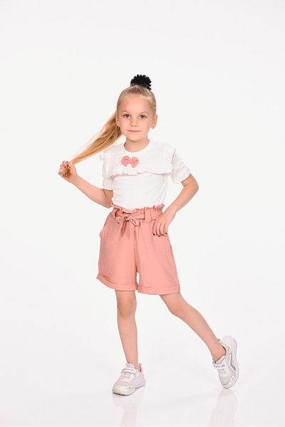 Butik Girls Shorts T-Shirt Summer Set Salmon