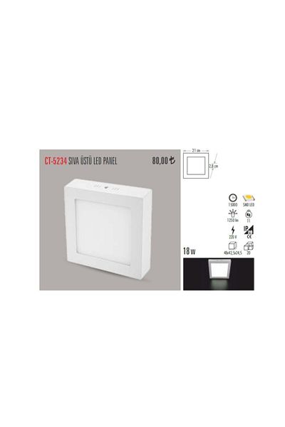 Cata Ct-5234 18w/6400k Surface Mounted Led Luminaire Square (WHITE)