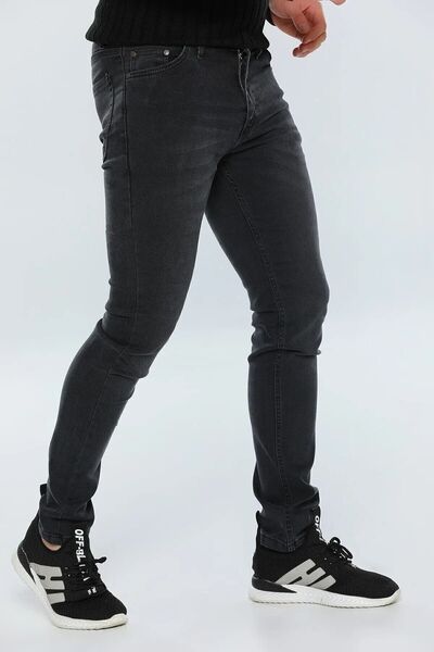 ATAMEN Men's Gray Smoked Slim Fit Lycra Flexible Jean Jeans