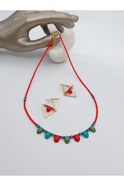 takitokaciniz Czech Glass Women's Necklace & Earring Set