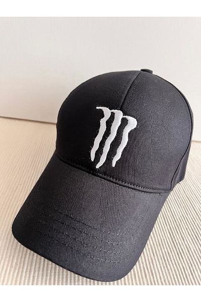 CosmoOutlet قبعة Monster Monster مطرزة قابلة للتعديل باللونين الأبيض والأسود للجنسين