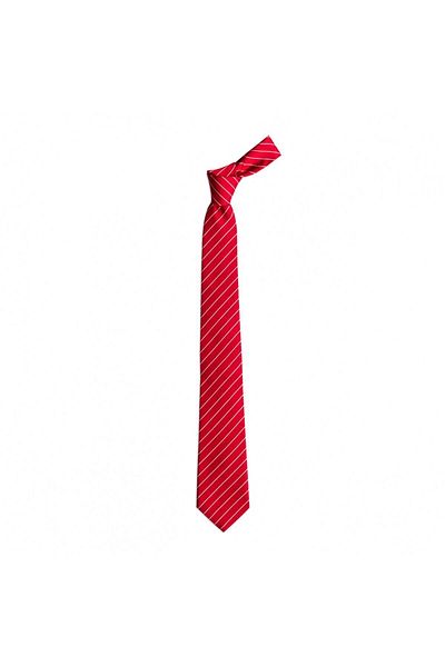 1001 Kravat Red Striped 7.5 cm Wide Silk Tie