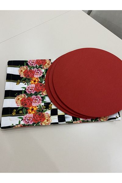 Premier Floral Patterned Runner + 6-Piece Plate Set
