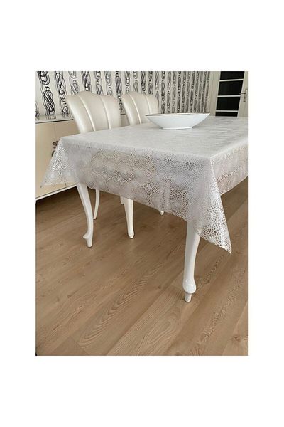 Style Față de masă din pânză uleioasă din PVC acoperit cu dantelă acoperită cu opal japonez alb/ 140 cm X 180 cm